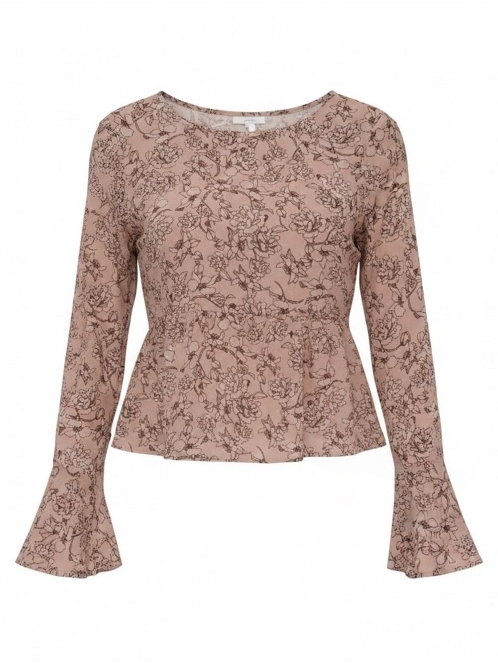 Aeropostale Blush Pink Floral Bell Sleeve Peplum Top